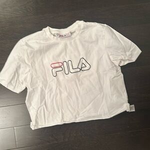 Fila white cropped t shirt